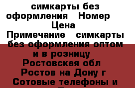 симкарты без оформления › Номер ­ 8 999 › Цена ­ 35 › Примечание ­ симкарты без оформления оптом и в розницу - Ростовская обл., Ростов-на-Дону г. Сотовые телефоны и связь » Продам sim-карты и номера   . Ростовская обл.,Ростов-на-Дону г.